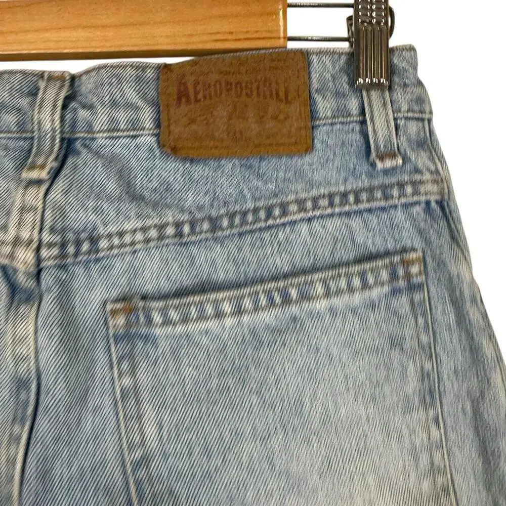 Aeropostale Jeans Womens 10 90's Baggy Light Wash Blue Denim Custom Graphic - Picture 12 of 16